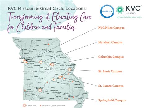 Kvc missouri - Locations Across Missouri. KVC offers Missouri’s most comprehensive continuum of care with family strengthening services, foster care case management, foster parent training and licensing, children’s mental health treatment, K-12 therapeutic education and more. 